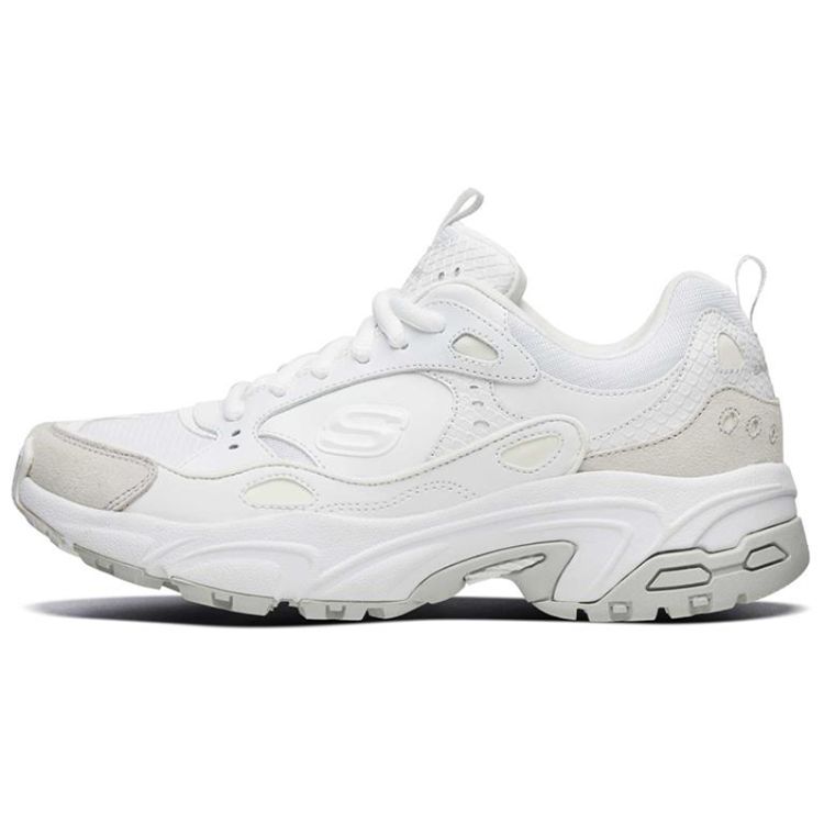 Skechers Stamina Mesh Synthetic Leather Comfortable Low-Top Dad Shoes Women sneakers Cream 88888383-WHT 35