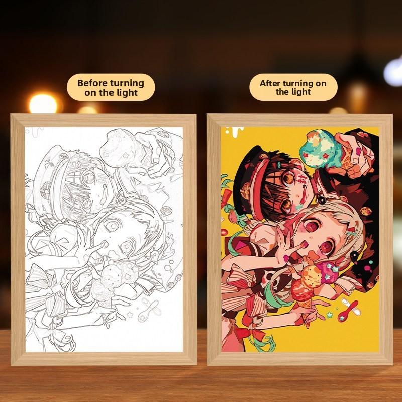 23cm/9.06in Tum Rensabiyuu 3D Light Painting Night Lamp Anime Peripherals Figures Bedroom Table Display Ornaments Birthday Gift