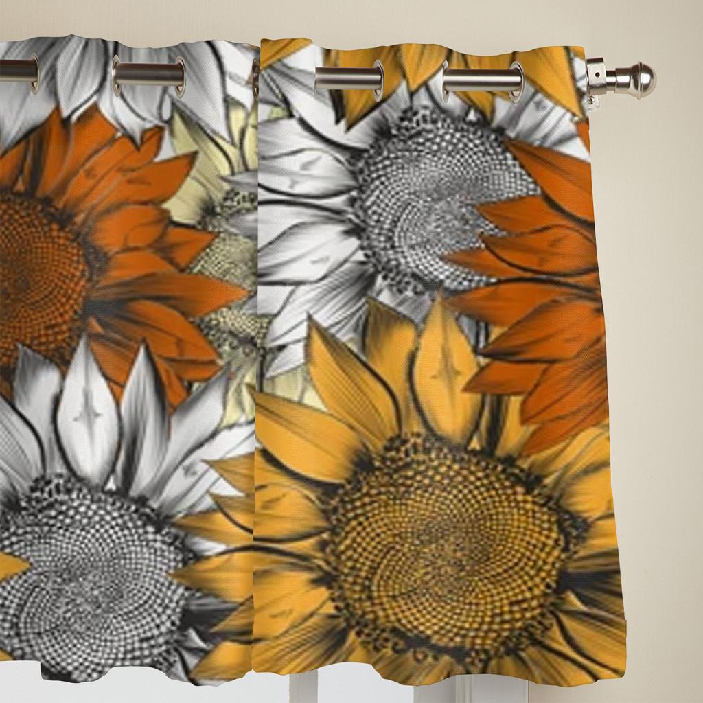 Schöne handgezeichnete Sonnenblumen-Fenstervorhänge für Wohnzimmer, Luxus-Schlafzimmer-Dekor, Vorhänge, Küchenfensterbehandlungen