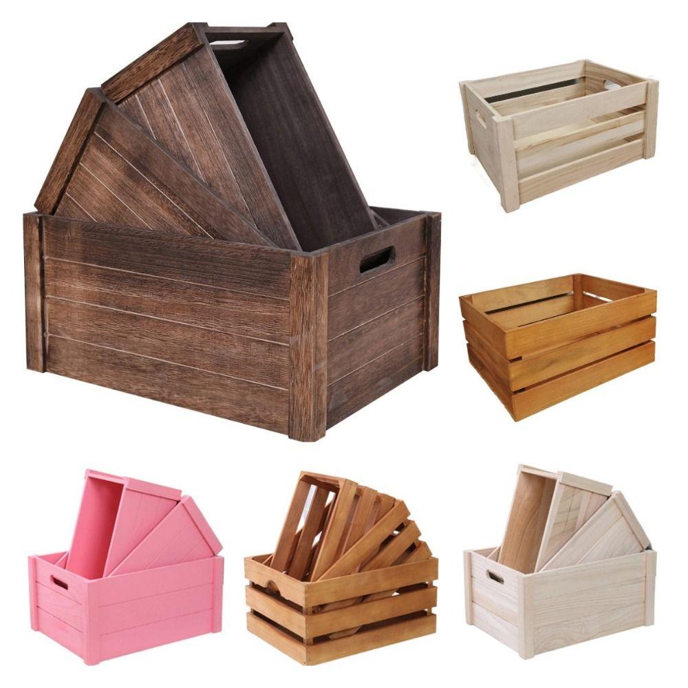 Handcrafted Storage Boxes Handle Organizer Bin Farmhouse Style Storage Container  Fruit