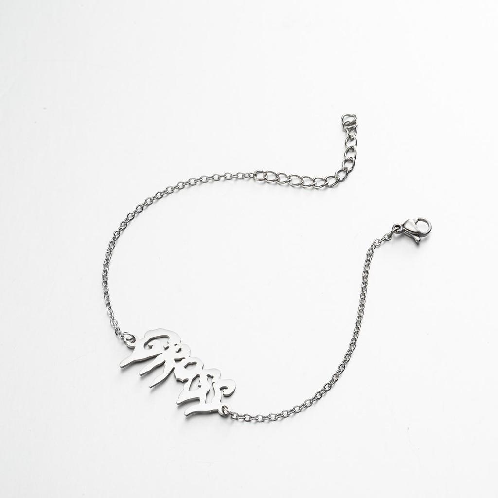 2024 European Retro Gothic Angel 'Babygirl' Love Letter Bracelet for Couples