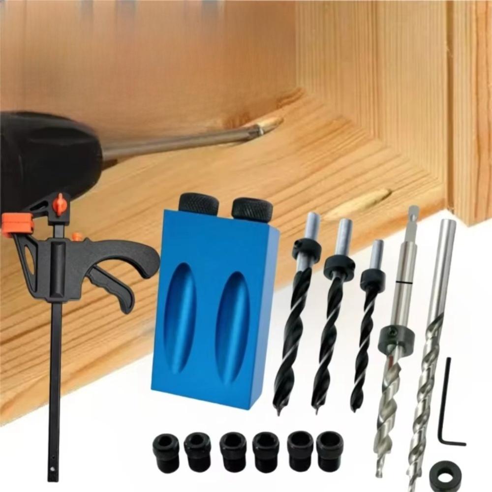 7/14/15Pcs Metal Pocket Hole Jig Kit 15 Degree Angle Drill Guide Set  Woodworking Tools
