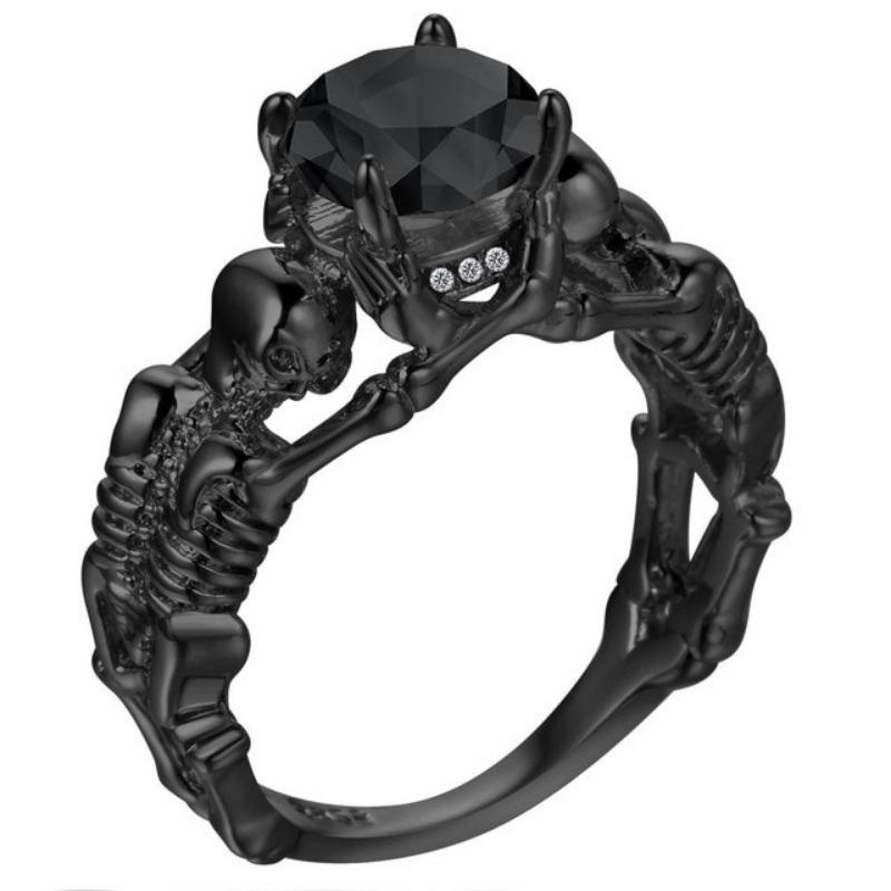 Skull Skeleton Hand CZ Ring European and American Punk Style Motor Biker Men Women Ring