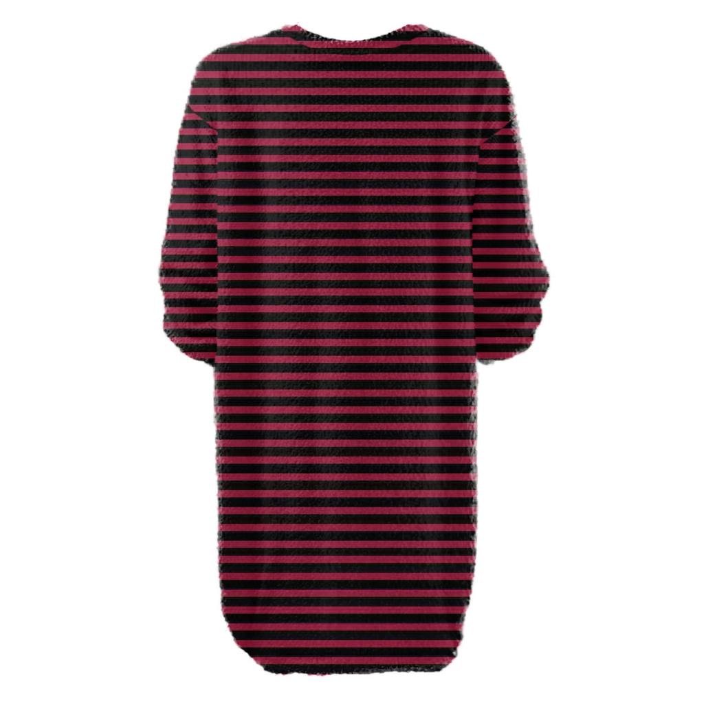Women's Round Neck Casual Long Sleeve Plush Gradient Stripe Dresses