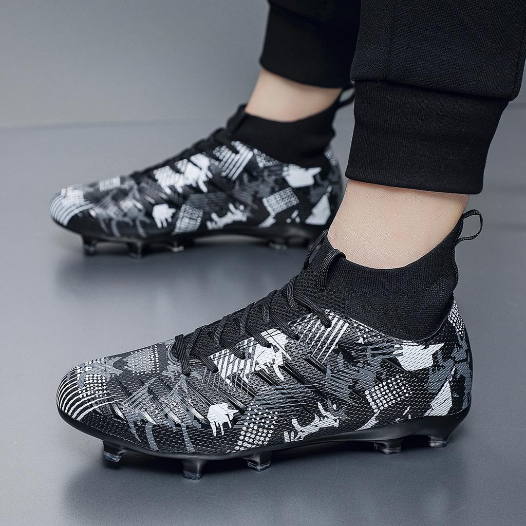 Professional Football Shoes Men Society Unisex Sneaker Sports High Quality TF/FG Long Spikes Soccer Shoes Cleats Football Boots
