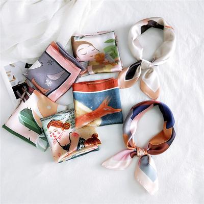 53CM Silk Scarf Small Square Scarf Versatile For Women Spring And Autumn Thin Design Fashionable And Stylish Decorative Scarf Professional Flight