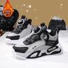 Boys' Winter 2025 Two-Layer Cotton Sports Shoes, Plus Velvet, Lightweight, Non-Slip, Waterproof, for Middle and Big Kids, Running and Basketball