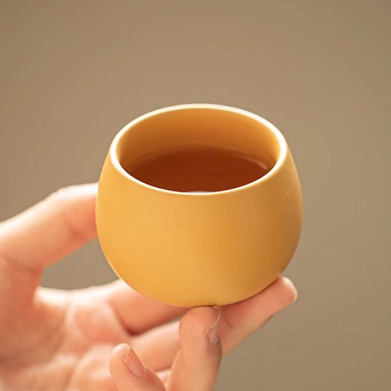 

Yellow Clay Zisha Luohan Tea Cup Handmade Yixing Master Cup for Traditional Gongfu Tea Ceremony Collectors Gift 70ml