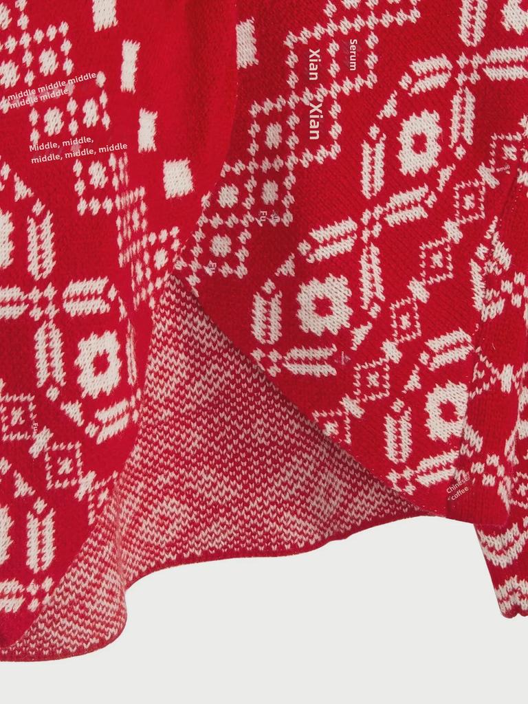Women's Wool Christmas Snowflake V-Neck Cardigan - Double-Sided, Irregular, Backless, Off-Shoulder, Long-Sleeved Sweater