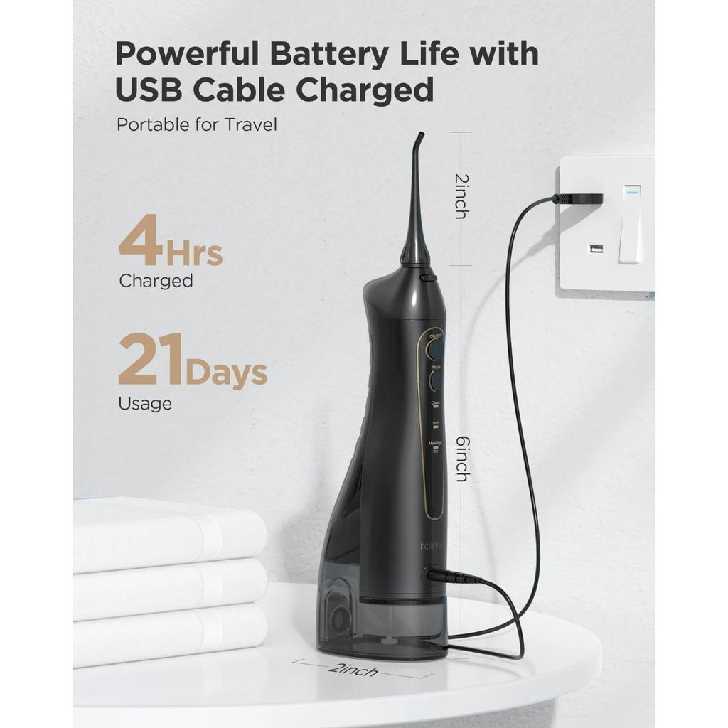 Water Dental Flosser Teeth Portable Cordless USB Oral Irrigator Cleaner IPX7 Waterproof Electric Toothbrush Set Home