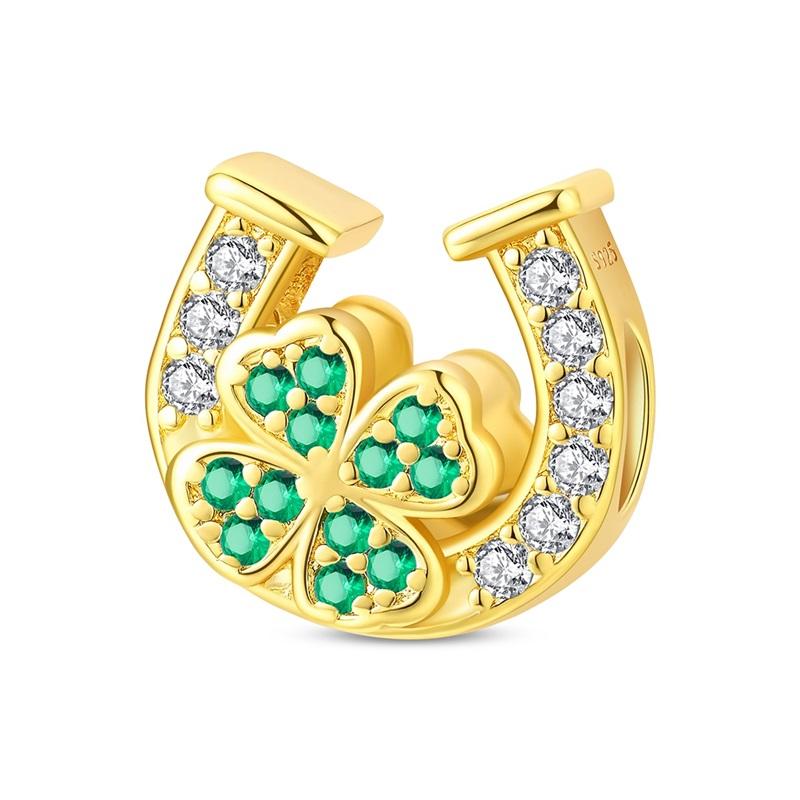 925 Silver Gold Series DIY Charms Beads Inlaid Zirconium Sun Leopard Pendants Fit Bracelet DIY Jewelry Making