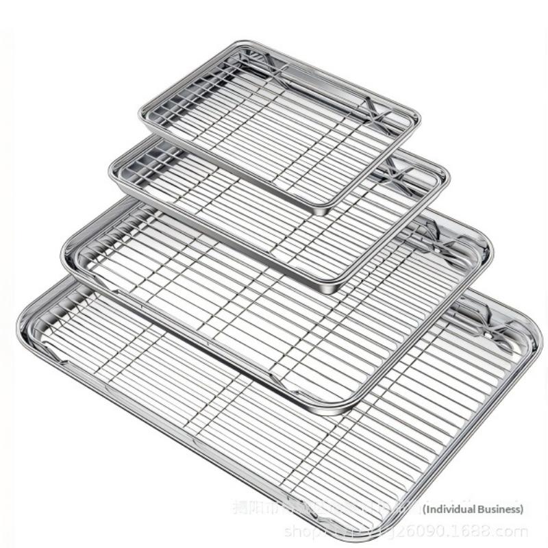 1 Piece Stainless Steel Baking Tray With Removable Cooling Rack Set Non-stick Oven Pan Cookie Sheet Bakeware Kit