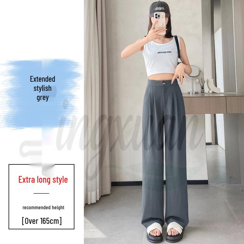 Real Shot 2026 Summer Ice Silk Sun Protection High-Waist Wide-Leg Suit Pants for Women