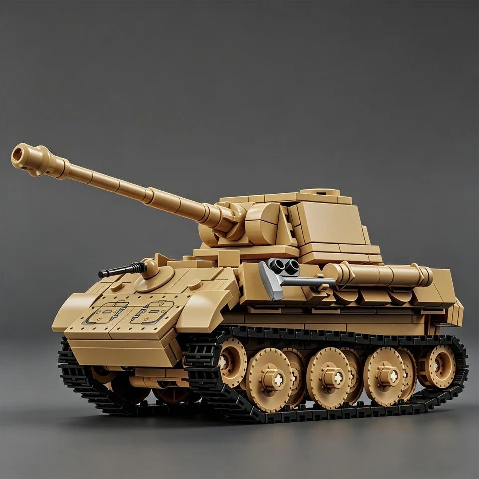 WW2 Military German Leopard Main Battle Tank Tiger Armored Vehicle SWAT Building Blocks Bricks Birthday Christma Gifts for Childrens Boy Adult
