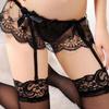 Ropa Interior Sexy Sexo Liguero Encaje Transparente Medias Hueco Lazo Hebilla de Liga Accesorios Sexuales