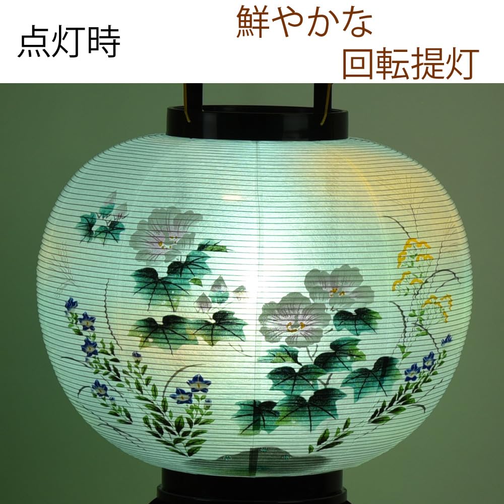 Set of 2 Hasegawa Bon Festival Lanterns, Size 11 (Rotating, Chrysanthemum Maki-e Design), Gifu Lanterns, Rotating Lanterns for New and First Bon