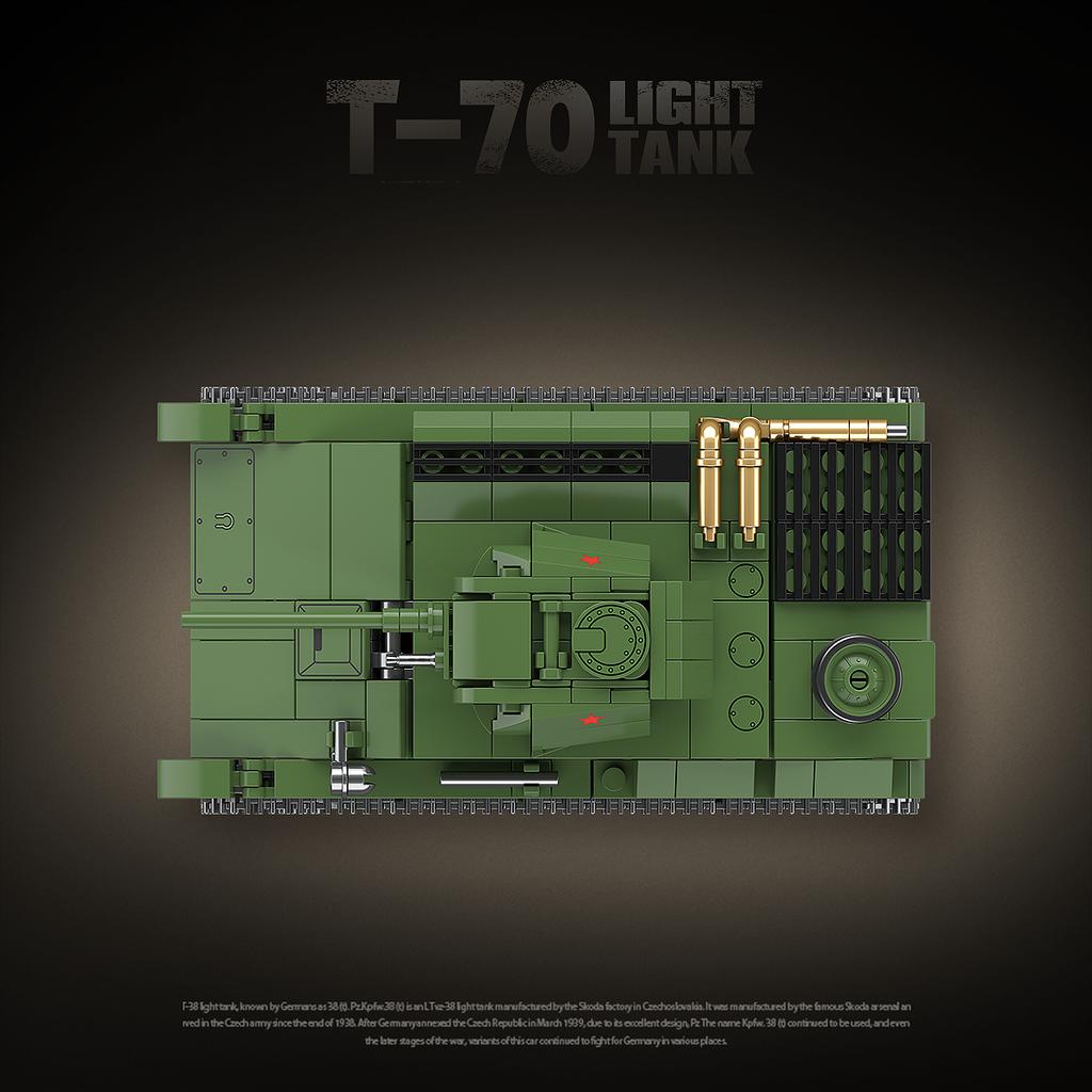 New Crown Product 100291: WWII Military Soviet T-70 Light Tank. Building Block Boy Educational Assembly Toy.