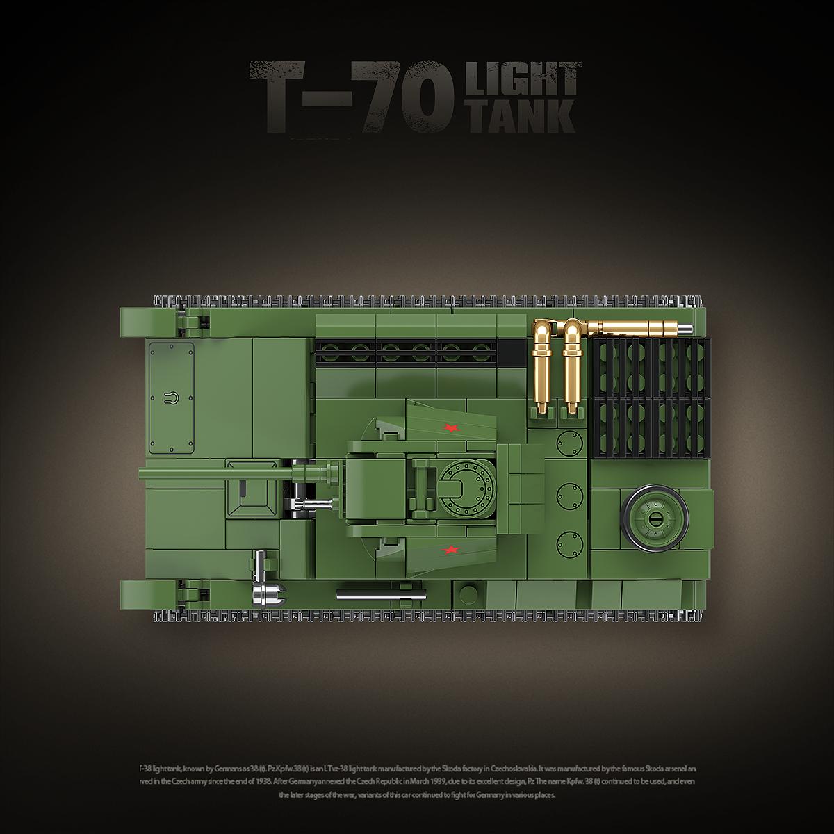 Comfortable Home Life Boys Light New Crown Product 100291: Wwii Military Soviet T-70 Tank. Building Block Educational Assembly Toy.