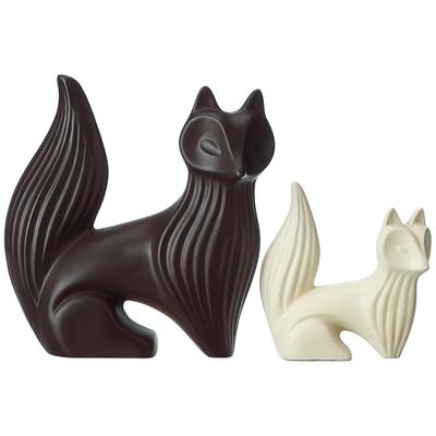 Statues de renard sage pour la décoration intérieure | Figurine en résine - (Lot de 2),