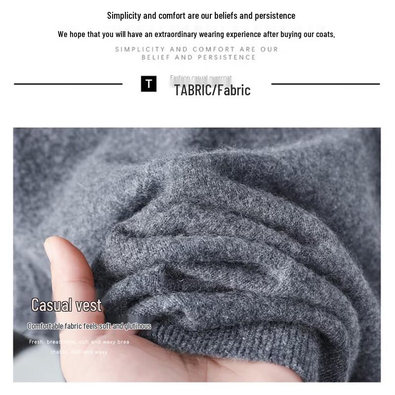 Hengyuanxiang Men's 100% Cashmere V-Neck Sleeveless Sweater Vest