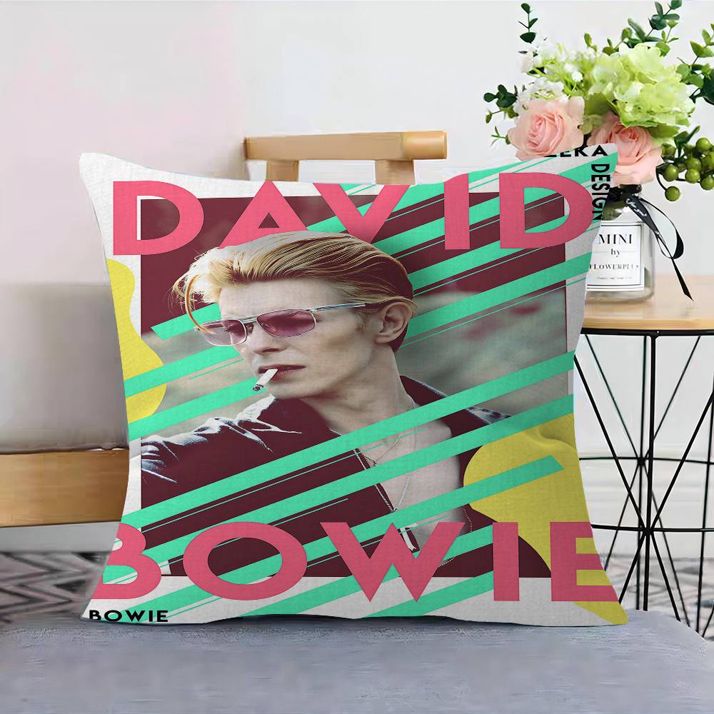 Housse de coussin Décorative Oreiller Canapé Décoration Maison Étui Housse d'oreiller Rétro Chanteur D-David B-Bowie