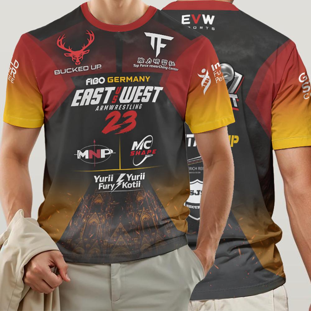 2026 Die Ost vs West Serie 23 Armdrücken T-Shirt Fans Atmungsaktives Sporttrikot Herren Atmungsaktiv Schnelltrocknend Fitnessstudio Fitness-T-Shirts XXXL black