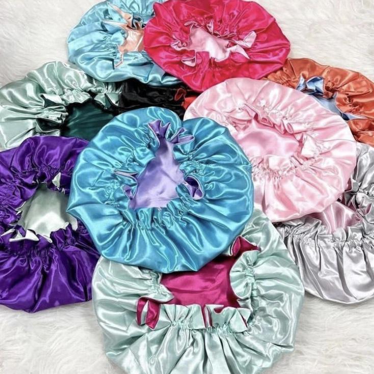 Mommy and Me Silk Hair Bonnet Reversible Soft Satin Sleeping Cap Sleeping Designer logo Custom Bonnets