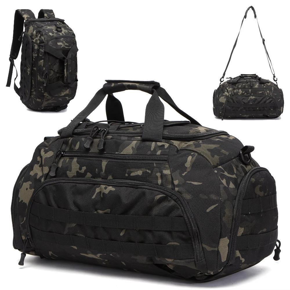 Duffel Sling Bag for Men Women 3-in-1 Tactical Gym Backpack with Shoe Compartment Convertible Weekender Overnight Travel Bag