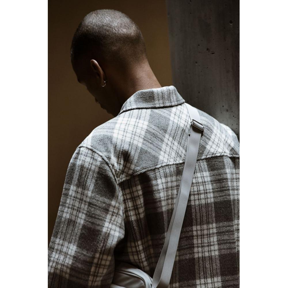 H M Zip Up oversHirt Regular Fit Gray cHeck