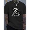 European Sizes Men'S Billiards No. 8 Pattern T-Shirt | Black White Print Casual - Comfortable Loose Daily Top
