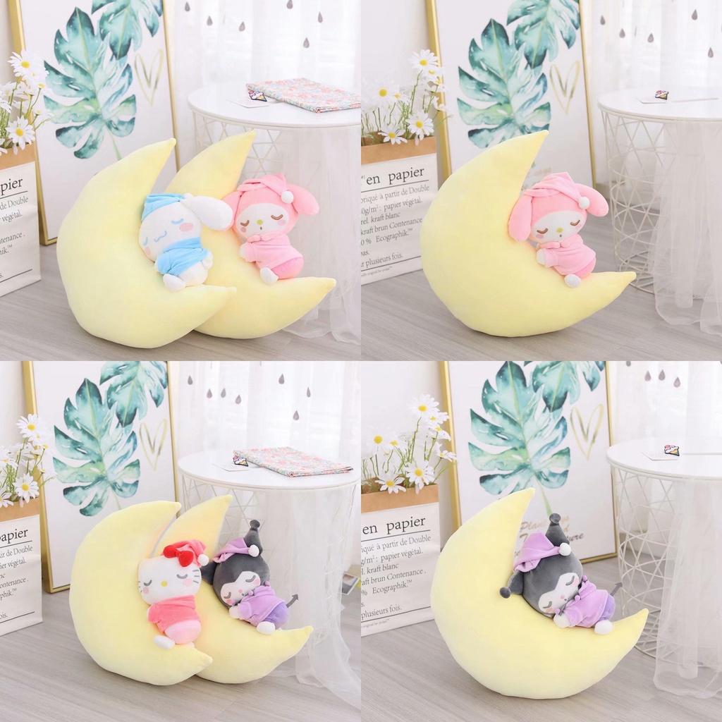 Soft Sanrio Sleeping Moon Plush Toy Birthday Gift For Kids Kt Mymelody Cinnamoroll Kuromi