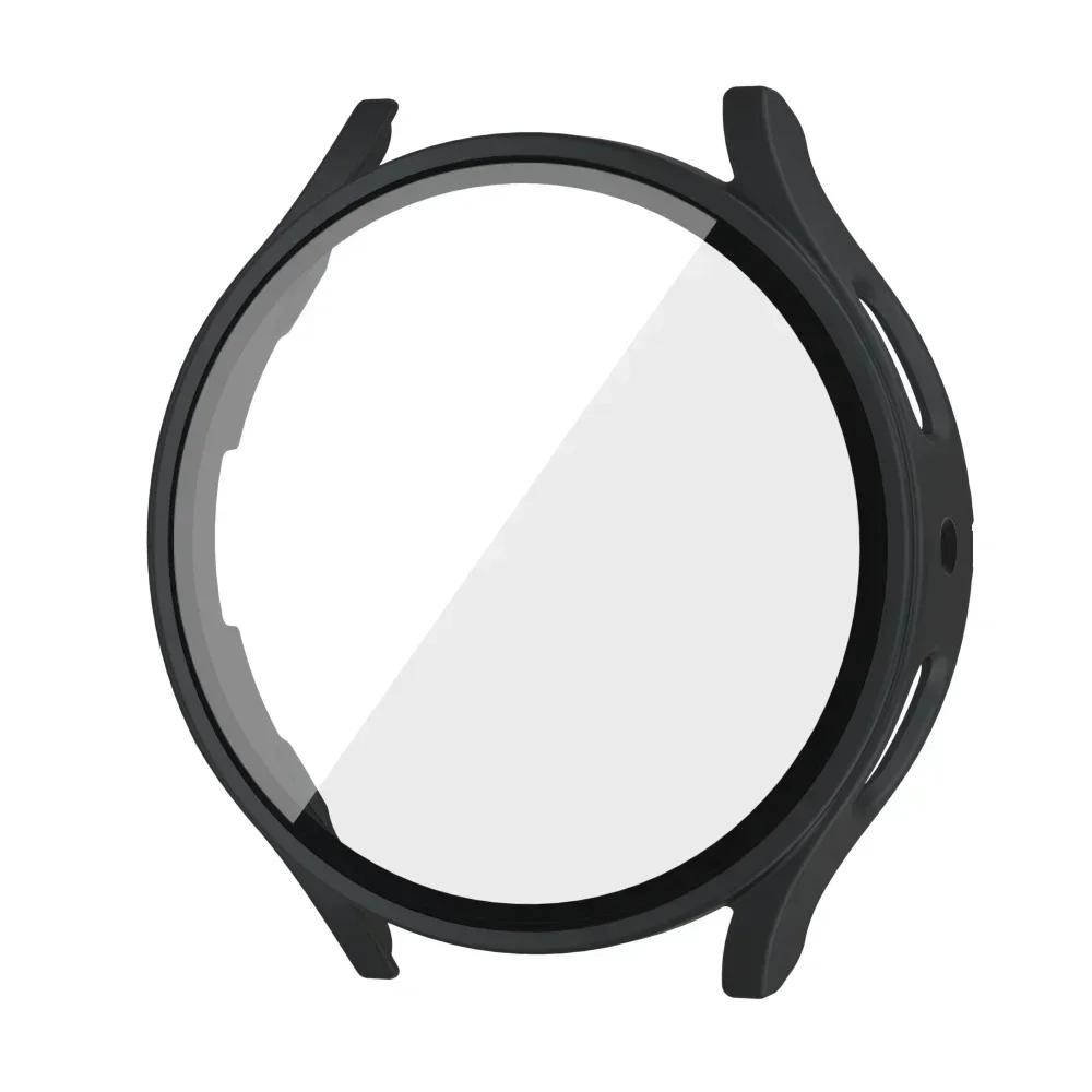 Tempered Glass+ PC Cover for Samsung Galaxy Watch 7 6 5 4 44mm 40mm All Coverage Protective Bumper Case Galaxy Watch Accessories