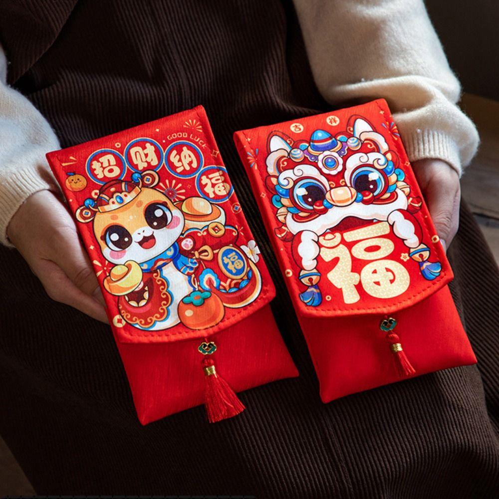Chinese New Year 2025 Red Pocket Spring Festival Lucky Red Pockets Fabric Red Envelop  New Year