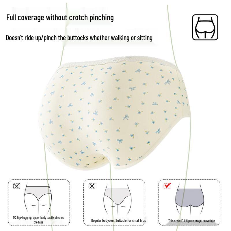 Maoren Women's Baby Cotton Antibacterial Lace Bow Underwear 4-Pack