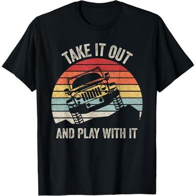 Sonne tanken Vintage Retro Nimm es raus und spiel damit Lustiges 4x4 Schwarzes Unisex-Erwachsenen-T-Shirt