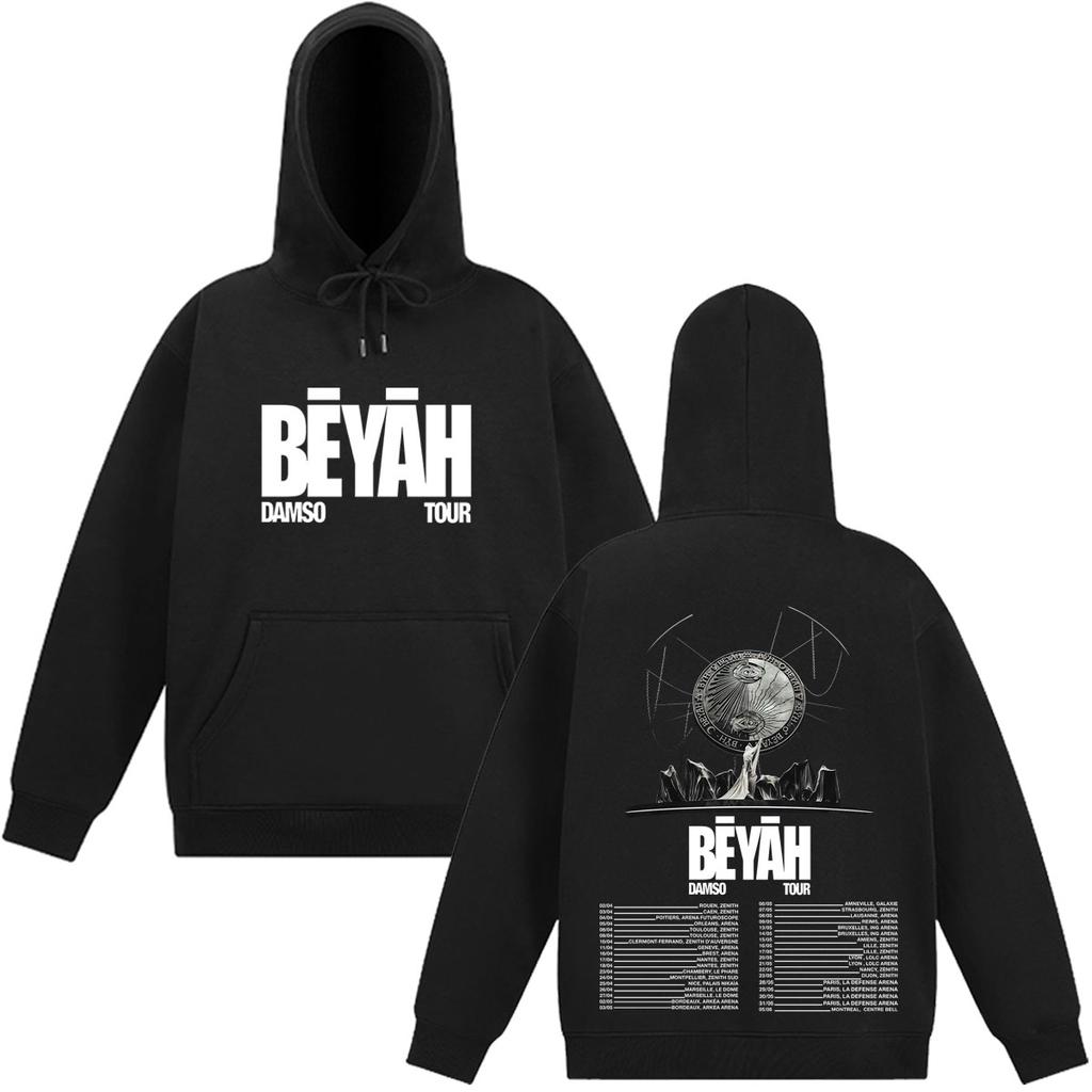 Rapper Damso Beyah Tour 2026 Potisk Mikina Pánská Dámská Vintage Móda Pulovr Dlouhý Rukáv Ležérní Nadměrná Velikost Mikiny s Kapucí