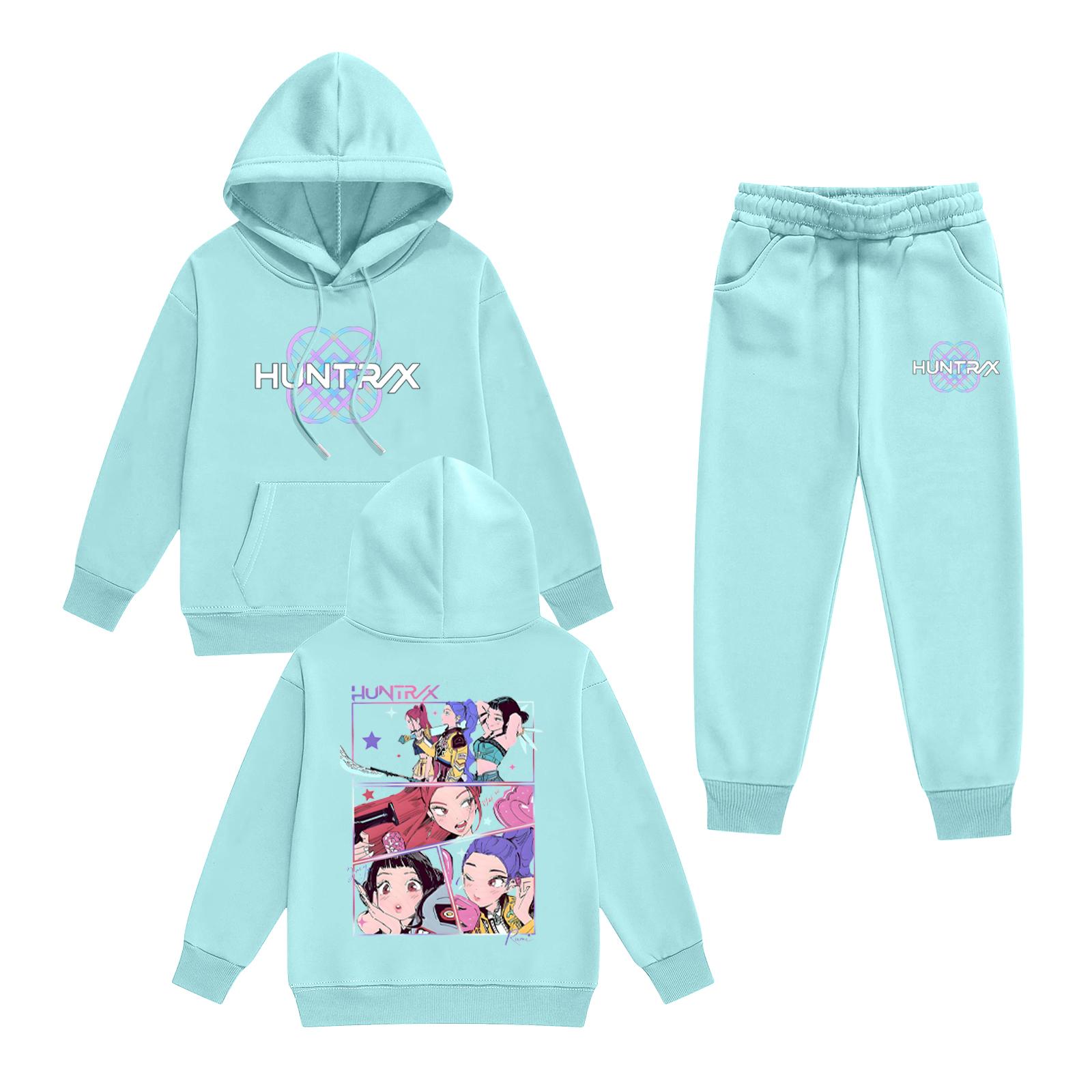 

Kids Long Sleeve Loose Pullover Letter Print Drawstring Hooded Sweatshirt Set 100