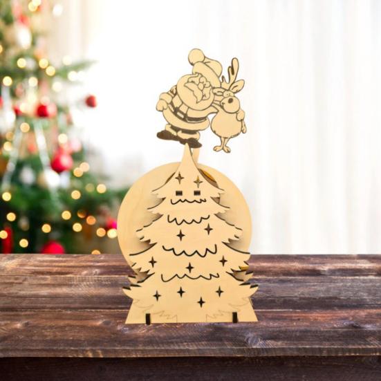 Wooden Rocking Santa Decoration Handcrafted Christmas Figurine for Windowsill Tabletop Festive Home And Shop Decor