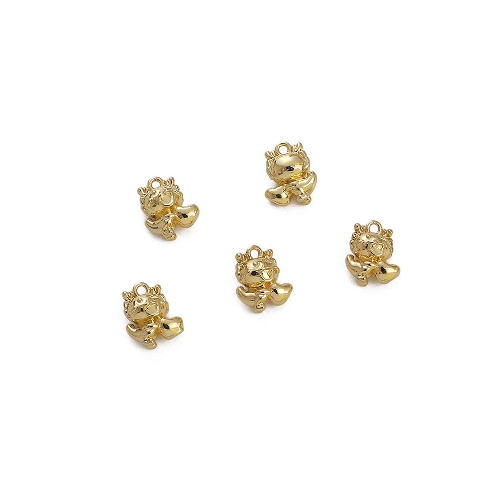 1pc 14K Gold Plated Brass Chinese Dragon Charm Pendant for Earring Bracelet Necklace DIY Jewelry Making Accessories