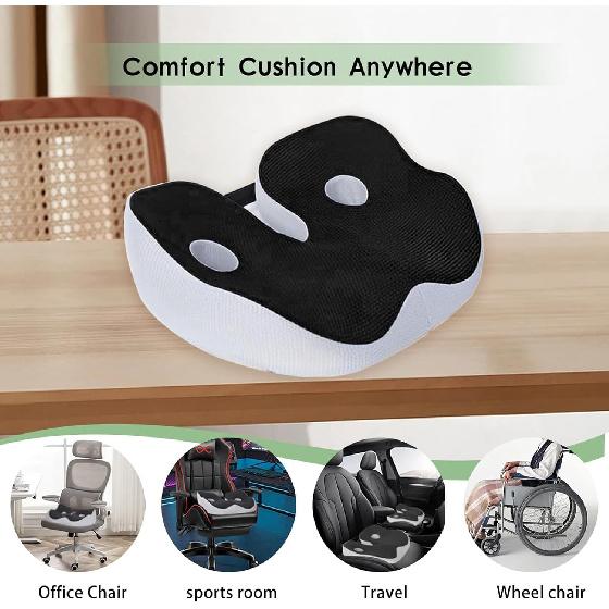 

Coccyx Pillow, Memory Foam Sit Bone Relief Seat Cushion for Butt Lower Back Hamstrings HIPS Ischial Tuberosity Reduce Fatigue,Black чёрный