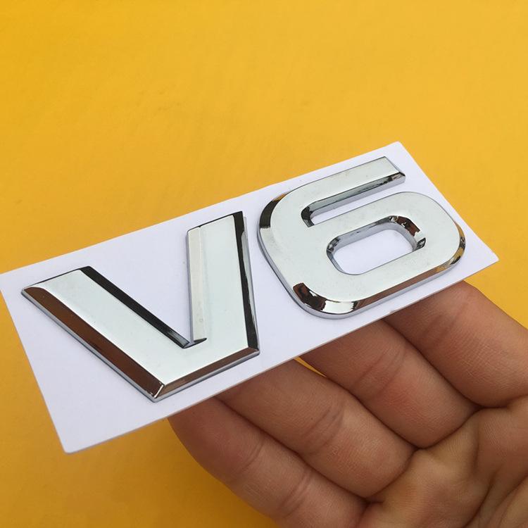 3D V6 Metal Car Emblem Sticker for Rear Decoration