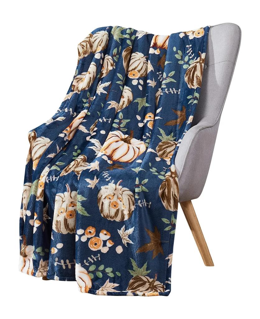 Halloween Throw Blanket Lantern Pumpkins with for Sofa Bed Couch Chair or Dorm Super Soft Lightweight King Queen Size Candy Corn