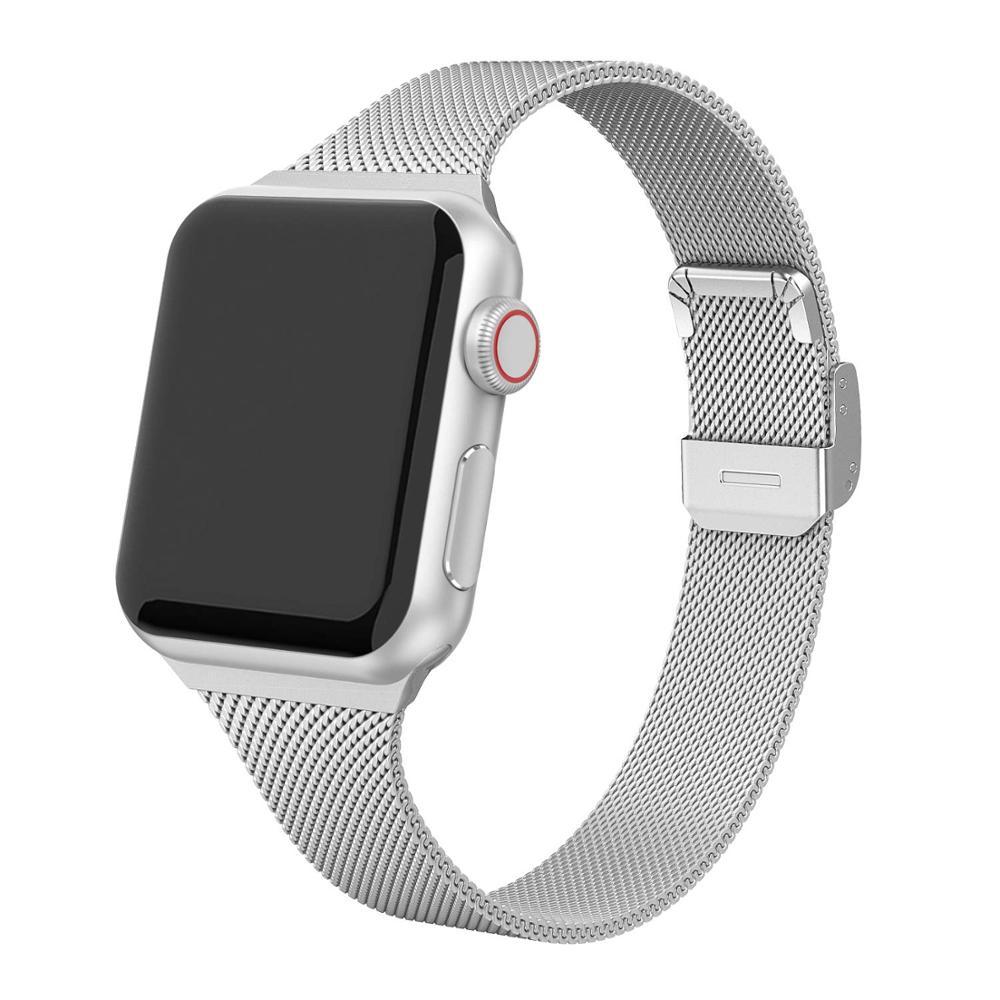 

Milanese Strap for Apple Watch 44mm 40mm 45mm 41mm 42mm 38mm 49mm Metal Bracelet iWatch Series Ultra 8 7 6 5 4 3 SE 44 45mm band 38mm-40mm-41mm серебряный