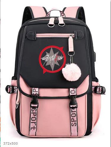 Korean Stray Kids Backpack Student Bag Men'S And Women'S Fashion Backpack Travel Bag Usb Computer Bag