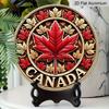 2D Flat Printed, 1pc Round Aluminum Canada Maple Leaf Sign, Retro Metal Wall Art, Vintage Style, Waterproof & Durable, Easy to Install, Perfect for