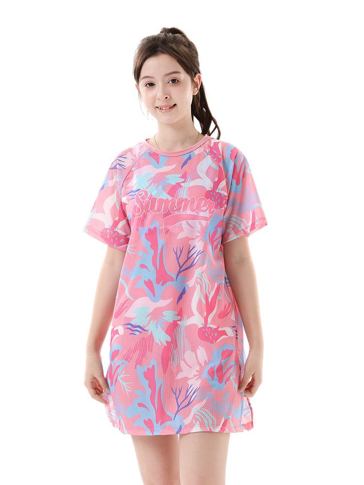 2026 Women s Conservative Slimming Three-Piece Swimsuit Set - Skirt Style M коралл розовый