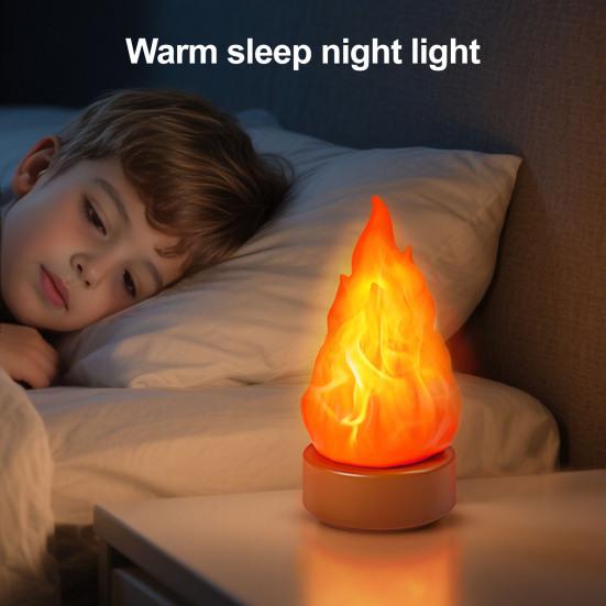 3D Fake Flame Lamp 3 Modes Adjustable USB Rechargeable Simulated Campfire Light Home Indoor Outdoor Tent Decorative LED Night Light