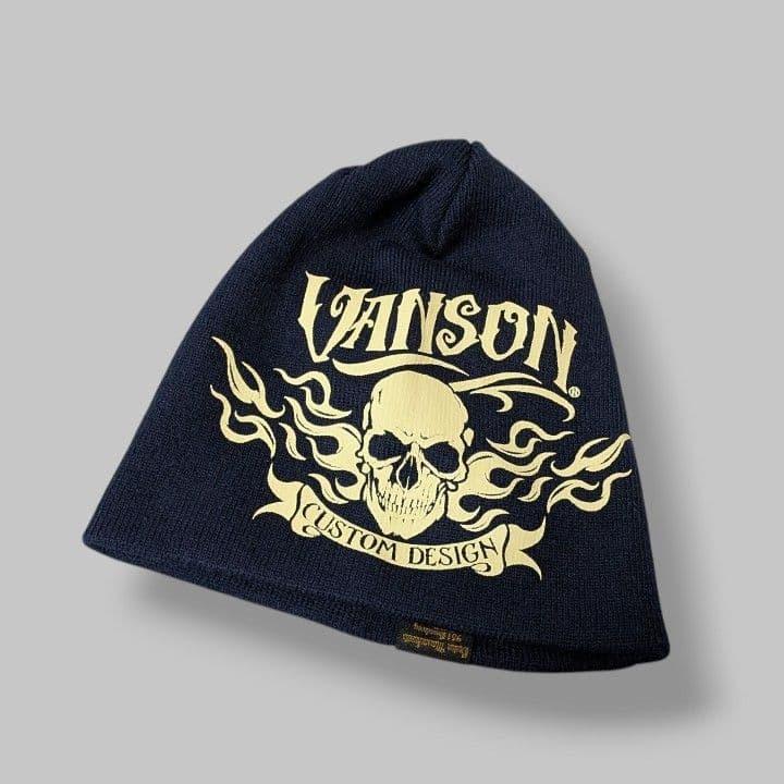 Used VANSON Skull Beanie Knit Hat Archive Y2K Grunge Skeleton