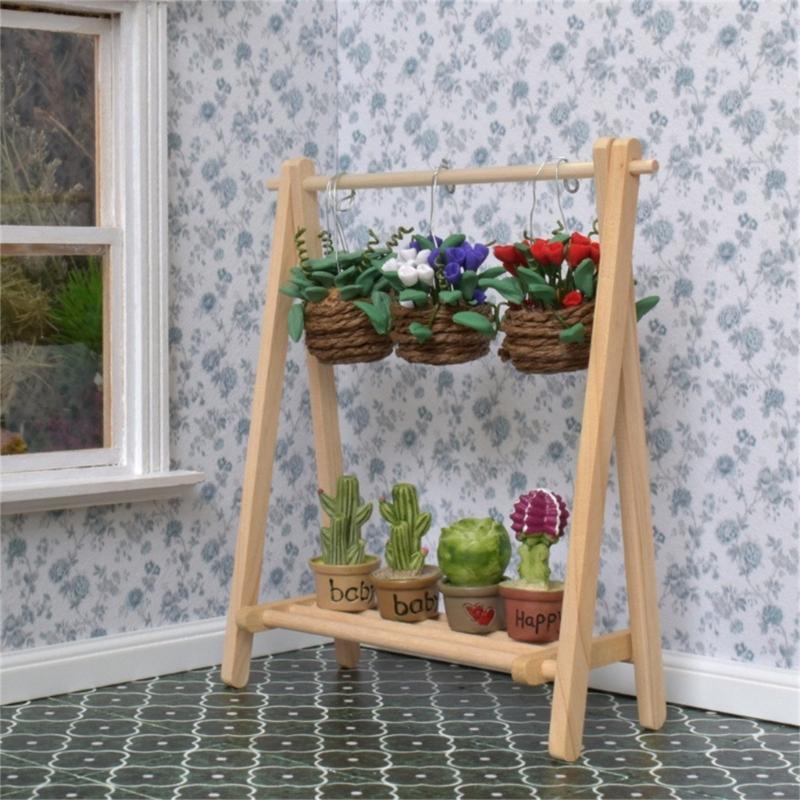 Kreativer Miniatur-Kleiderständer Faltbare Designs für Puppenhäuser im Maßstab 1/12 Simulation Holzpuppenhäuser Dekorative Möbel