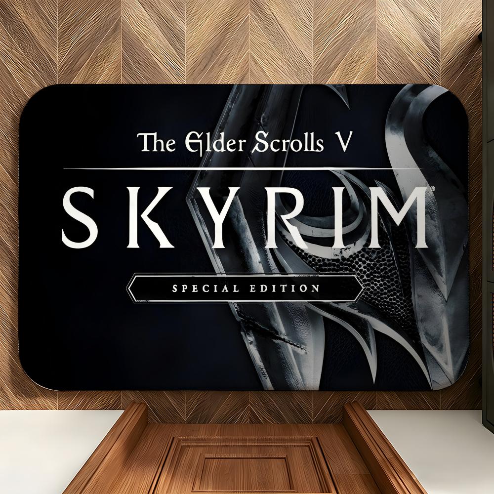 Game T-the E-Elder S-Scrolls Floor Mat Soft Flannel Entrance Door Mat Non Slip Absorbent Bathroom Bedroom Floor Rug